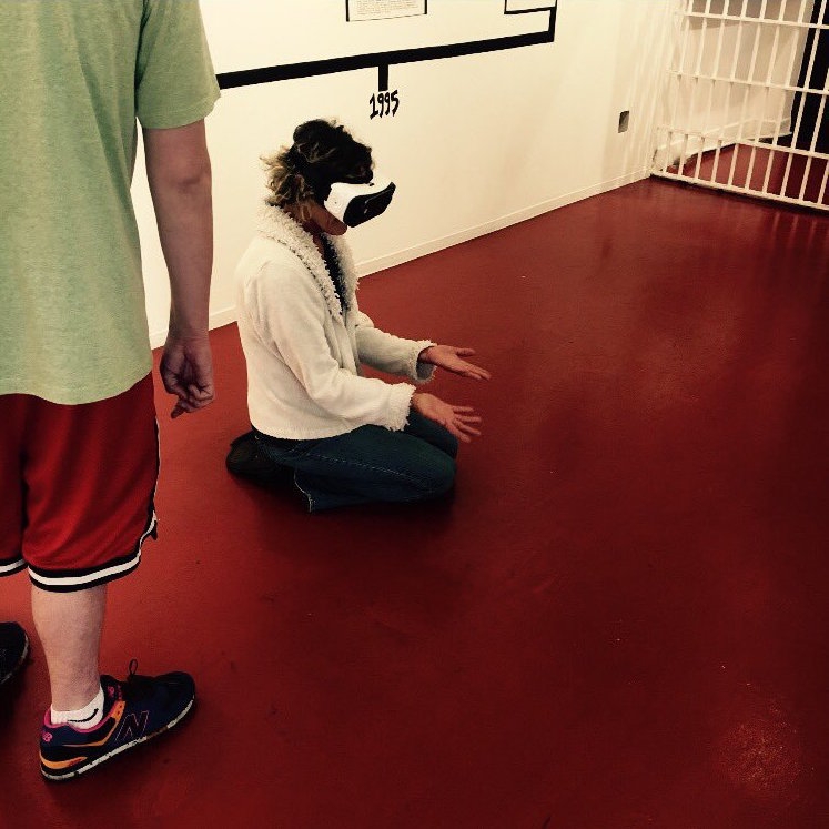 An emotional moment for a VIRAL visitor, a mother, during the virtual reality experience.