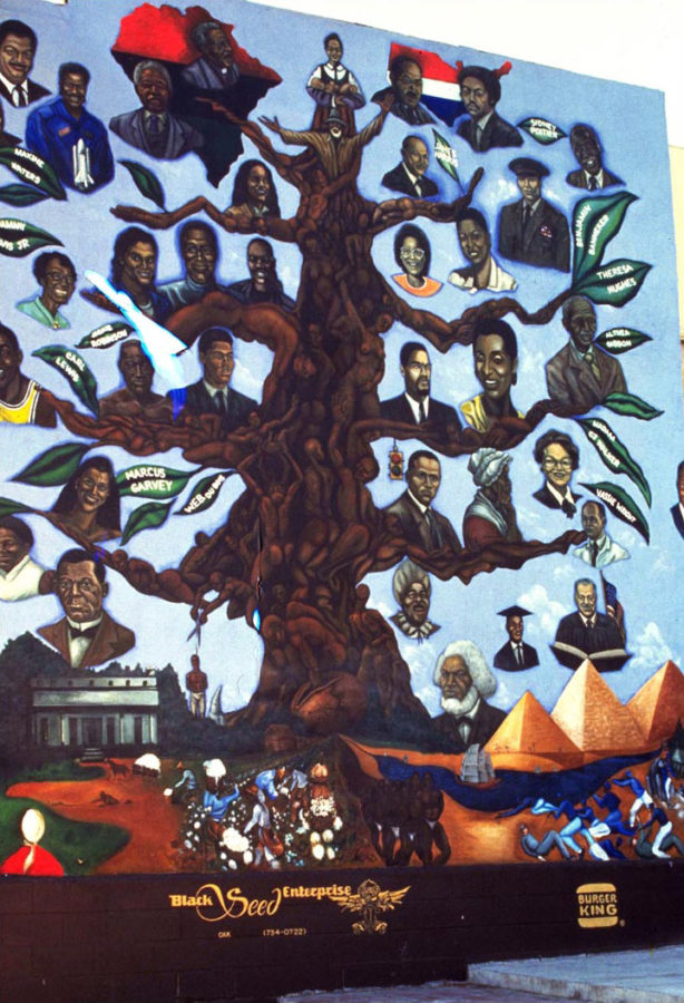 Black Seeds mural by Shaw Park Muralists and Moses Ball